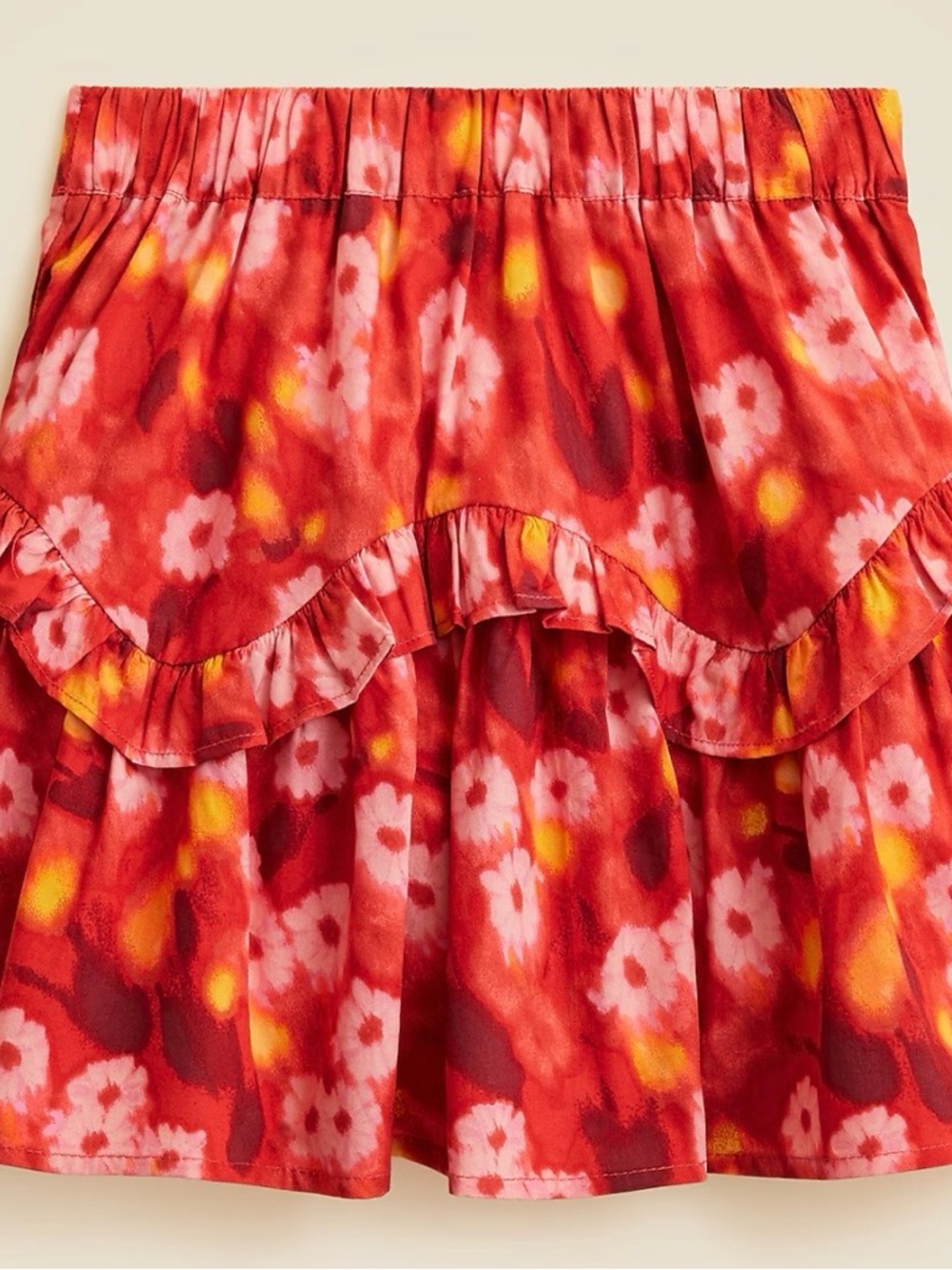 NWT J.Crew Crewcut Red Floral Ruffle Tiered Mini Skirt
